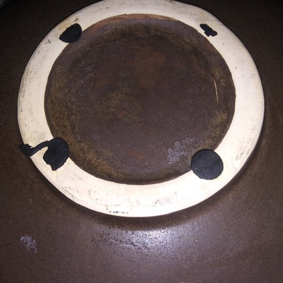 Handcrafted Large Brown Bowl Rope Stitched Edge Home Decor Pottery Bowl - Picture 8 of 10